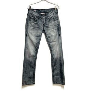Vintage Y2K True Religion Ricky Super T Jeans Straight Leg Washed Grey Sz 28